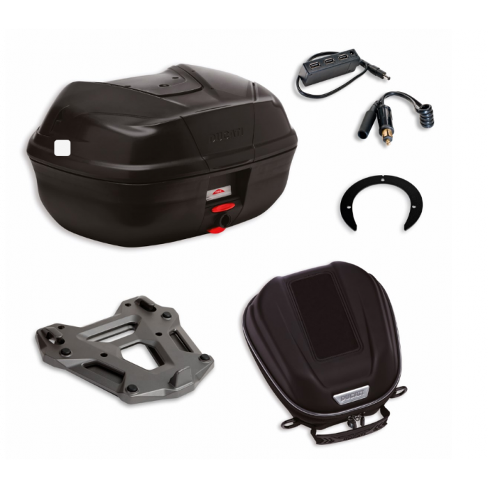 Bauletto Monolock 46 Lt Per Ducati Multistrada 1200 S - Modello E46 Riviera Black Edition, Con Piastra Aggancio Universale