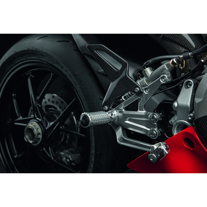 Kit Pédales Réglables En Aluminium CNC Pour Ducati Panigale V2 (2020-2023) - Argent - Fabriqué En Italie - Neuf