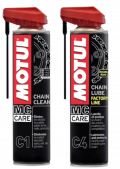 Kit pulitura e lubrificazione professionale catena Motul C4 e C1 400ml 
