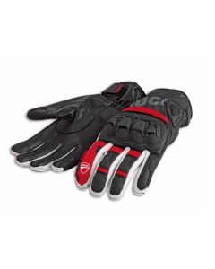 guanti ducati sport c4 pelle - nero /rosso/bianco  scritta grigia