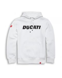 NEW FELPA CON CAPPUCCIO DUCATI LOGO  BIANCA
