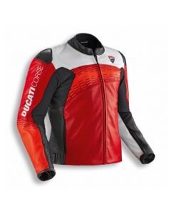 New Giacca Pelle Ducati Corse C7 Perf Ros/ner/bia