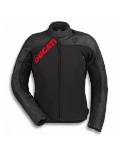 NEW GIACCA DUCATI LOGO C1 DONNA PELLE TESSUTO NERO/NERO