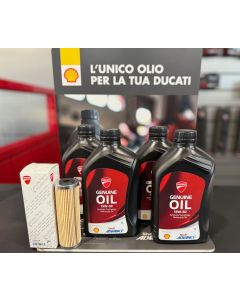 Kit 4 litri olio Shell Advance Ducati Genuine 15W 50 e filtro 44440312B per Panigale 1299 1199 899 959 V4 V2 Streetfighter V4 V2