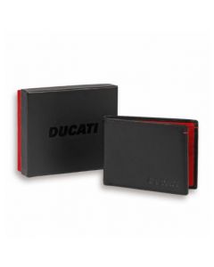 portafoglio in pelle ducati firma nero/rosso