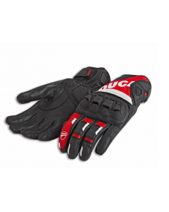 guanti Ducati sport c4 pelle - nero/rosso scritta bianca