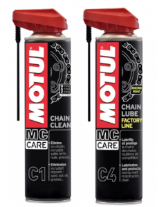 Kit pulitura e lubrificazione professionale catena Motul C4 e C1 400ml 