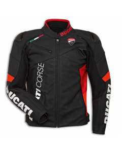 GIACCA DUCATI CORSE C6 PELLE TRAFORATA  NERA ROSSA